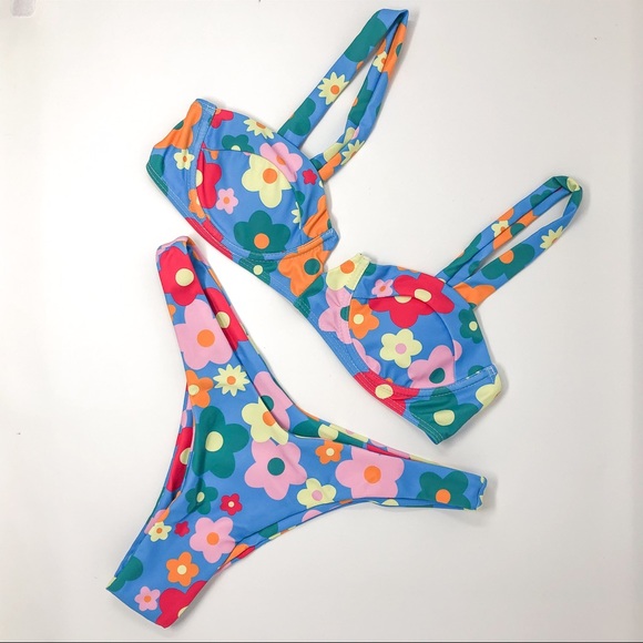 Floral Bikini | Flower Print Two Piece Swimsuit - Picture 12 of 13